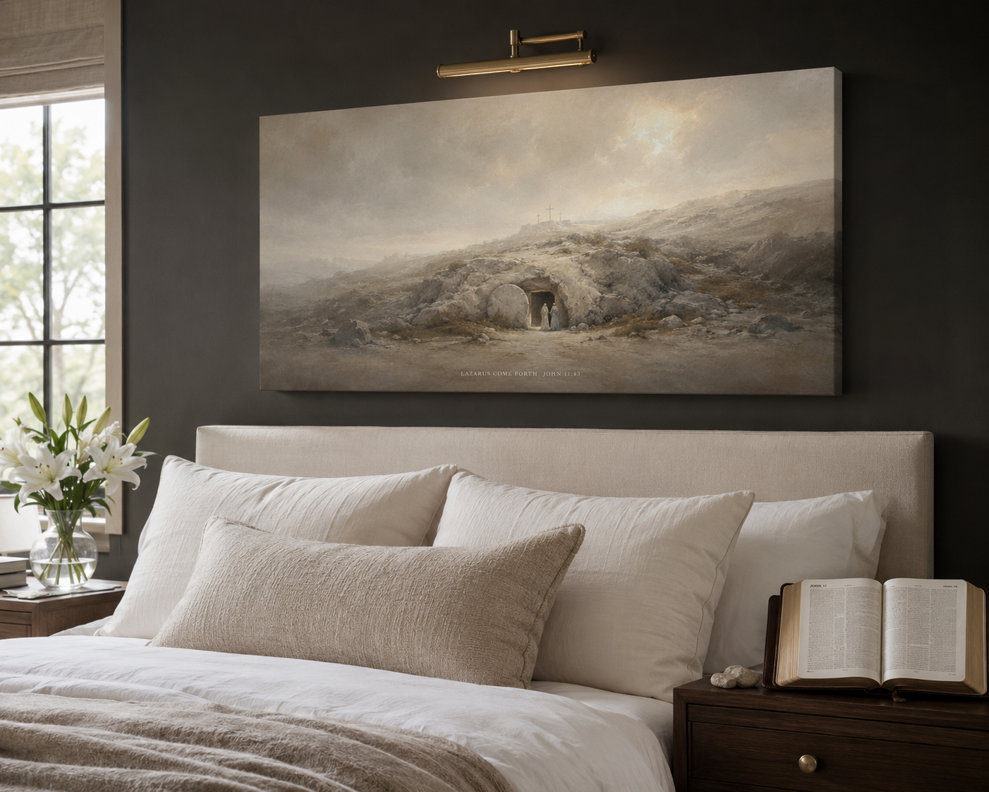 Lazarus Raised from Dead Modern Neutral Fine Art Canvas