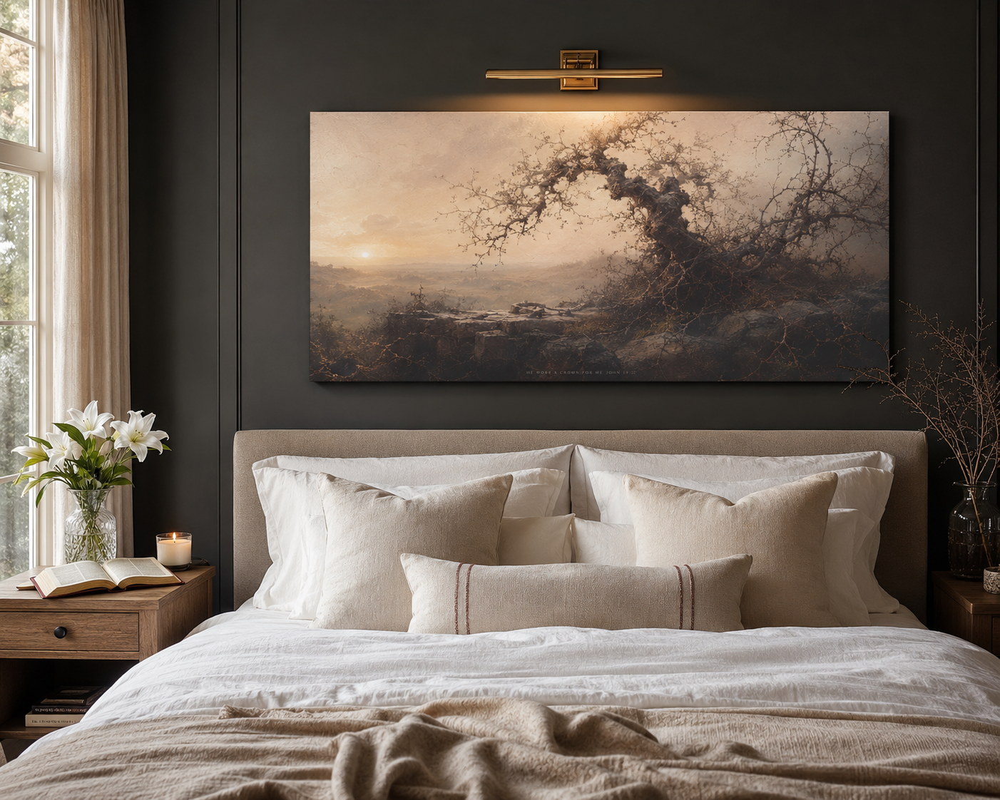 Crown of Thorns Modern Neutral Fine Art Canvas