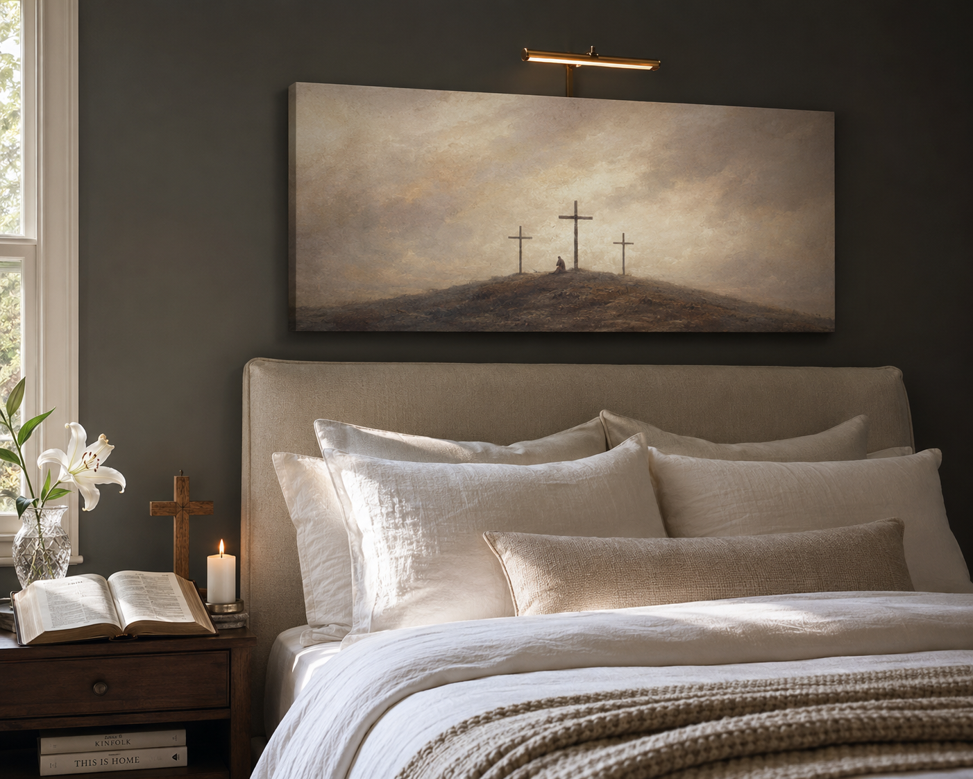 Mary Magdalene at the Cross Modern Neutral Fine Art Canvas
