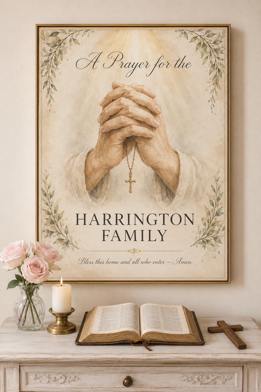 Praying Hands Custom Family Canvas