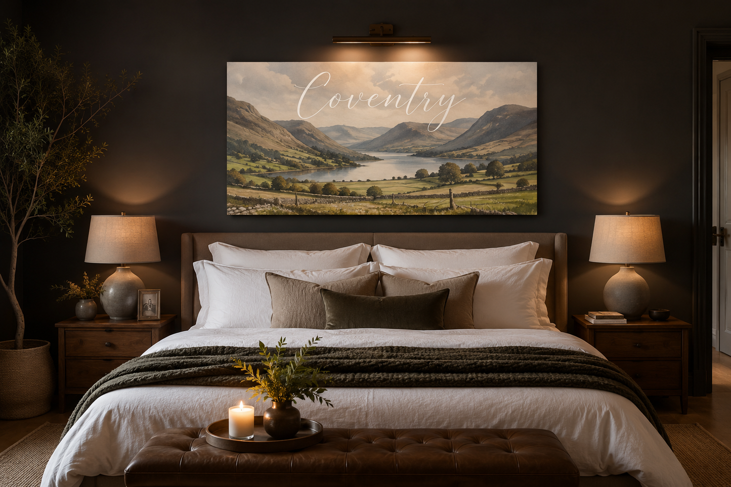 Custom Family Name English Lake District Canvas above-bed mockup