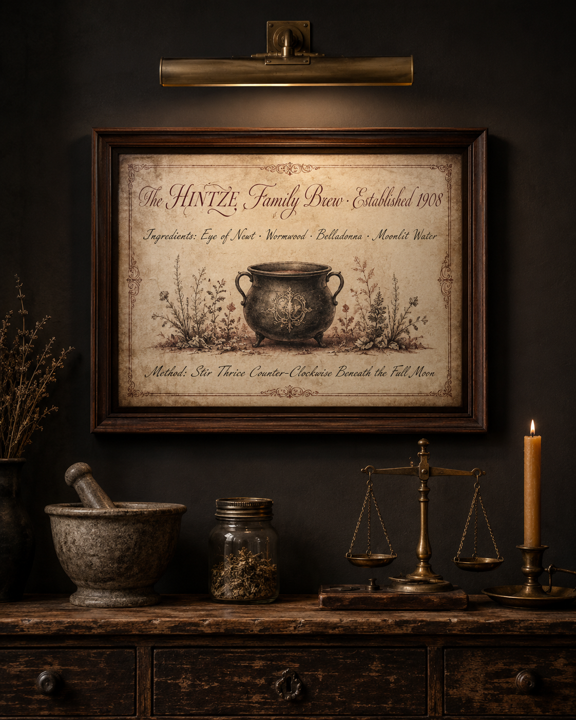 Personalized Family Halloween Recipe Print — custom apothecary brew with family last name