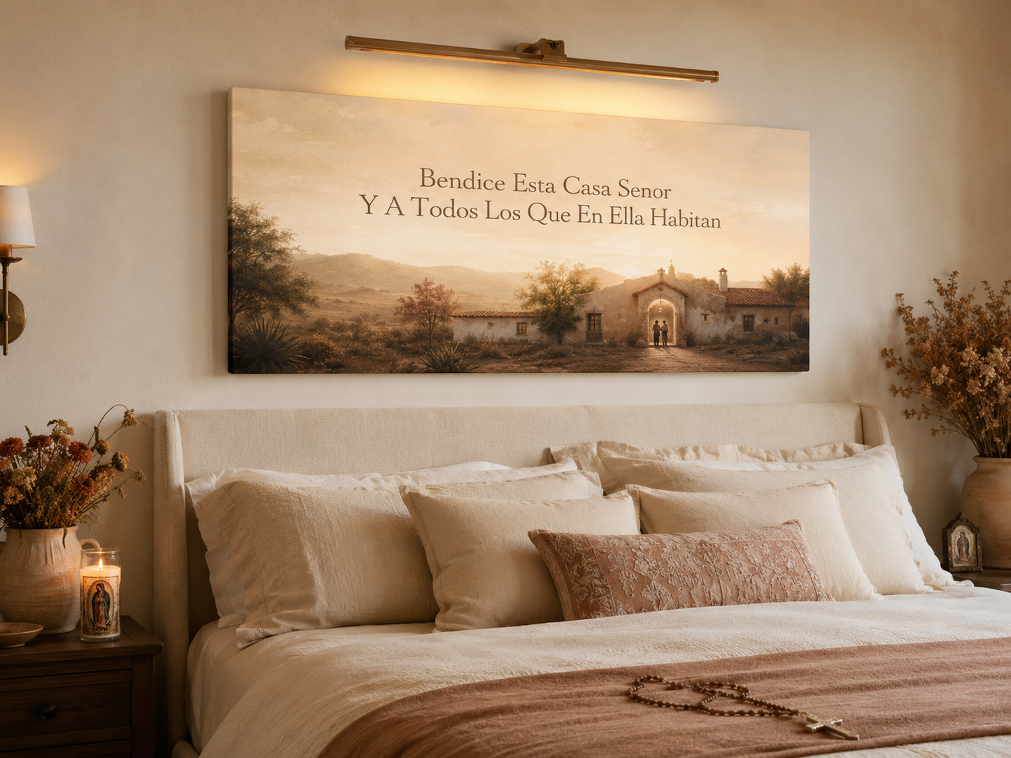 Bendice Esta Casa Spanish Bilingual Modern Neutral Fine Art Canvas