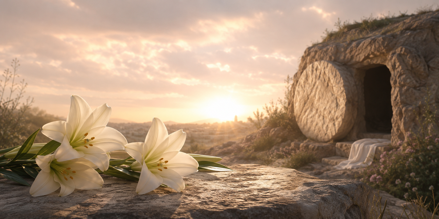 Easter Lily Resurrection Modern Neutral Fine Art Canvas