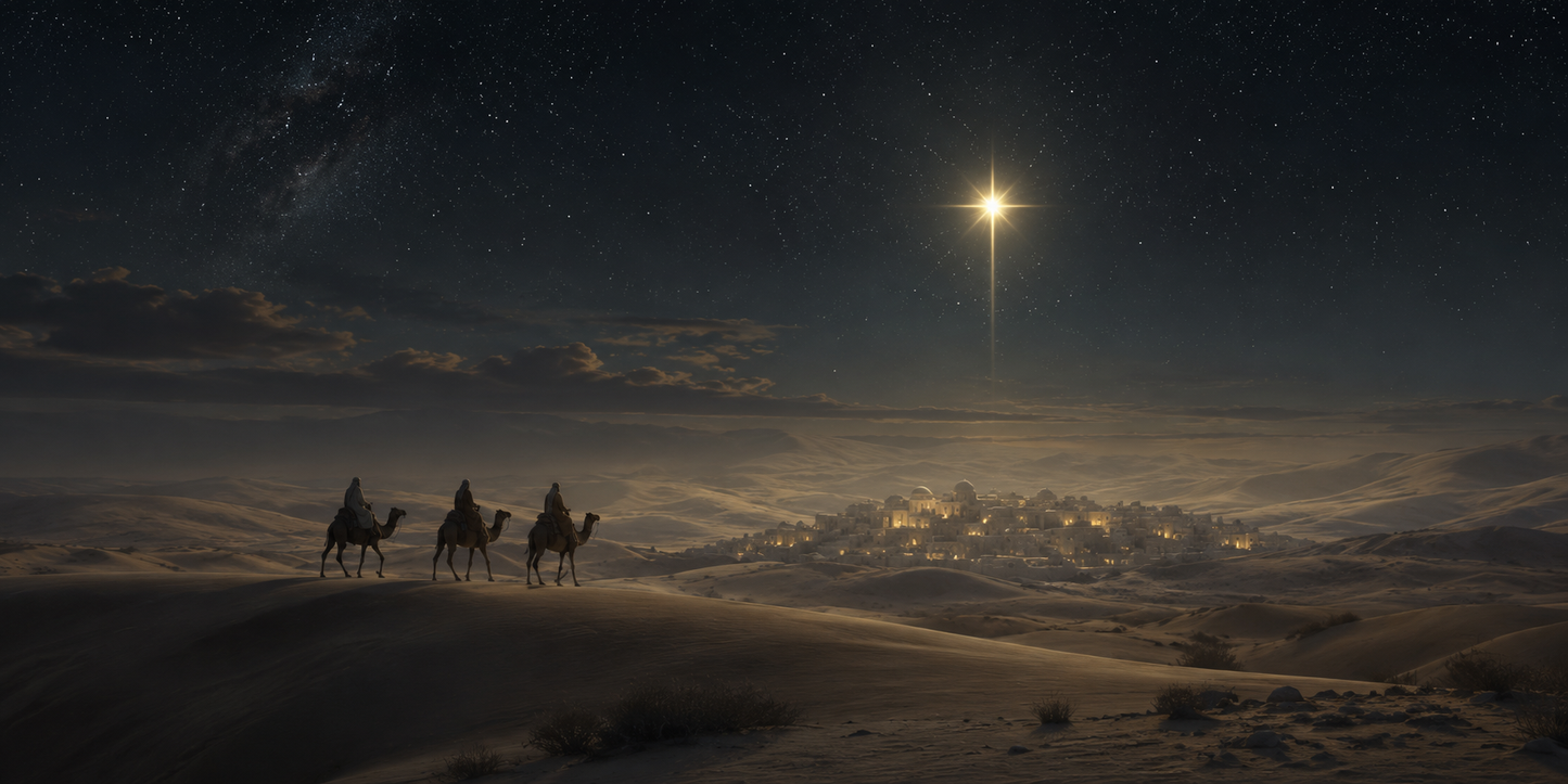 Star of Bethlehem Christmas Modern Neutral Fine Art Canvas