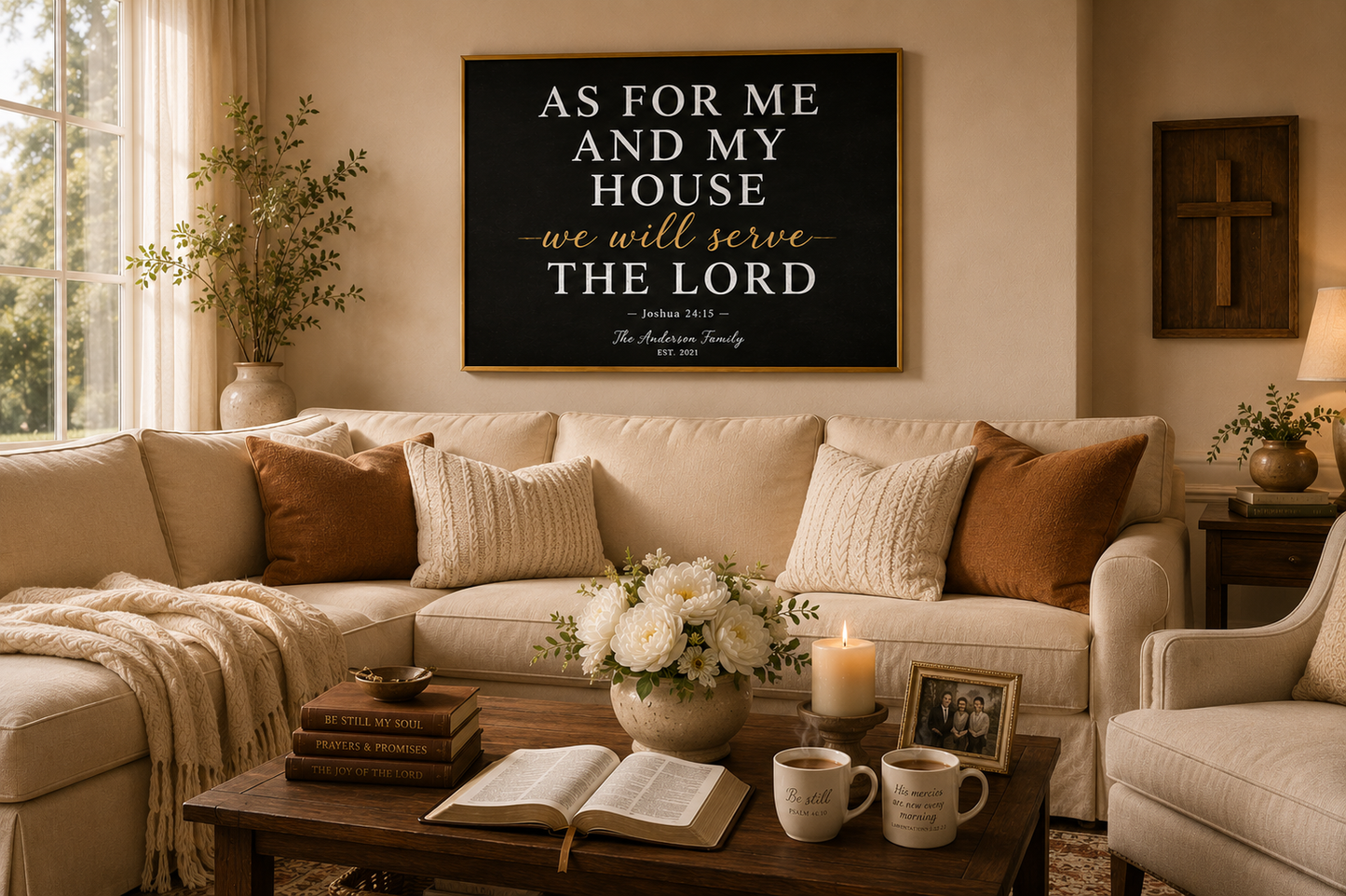 As For Me And My House We Will Serve The Lord — Joshua 24:15 Personalized Christian Family Canvas Wall Art by AmourPrint