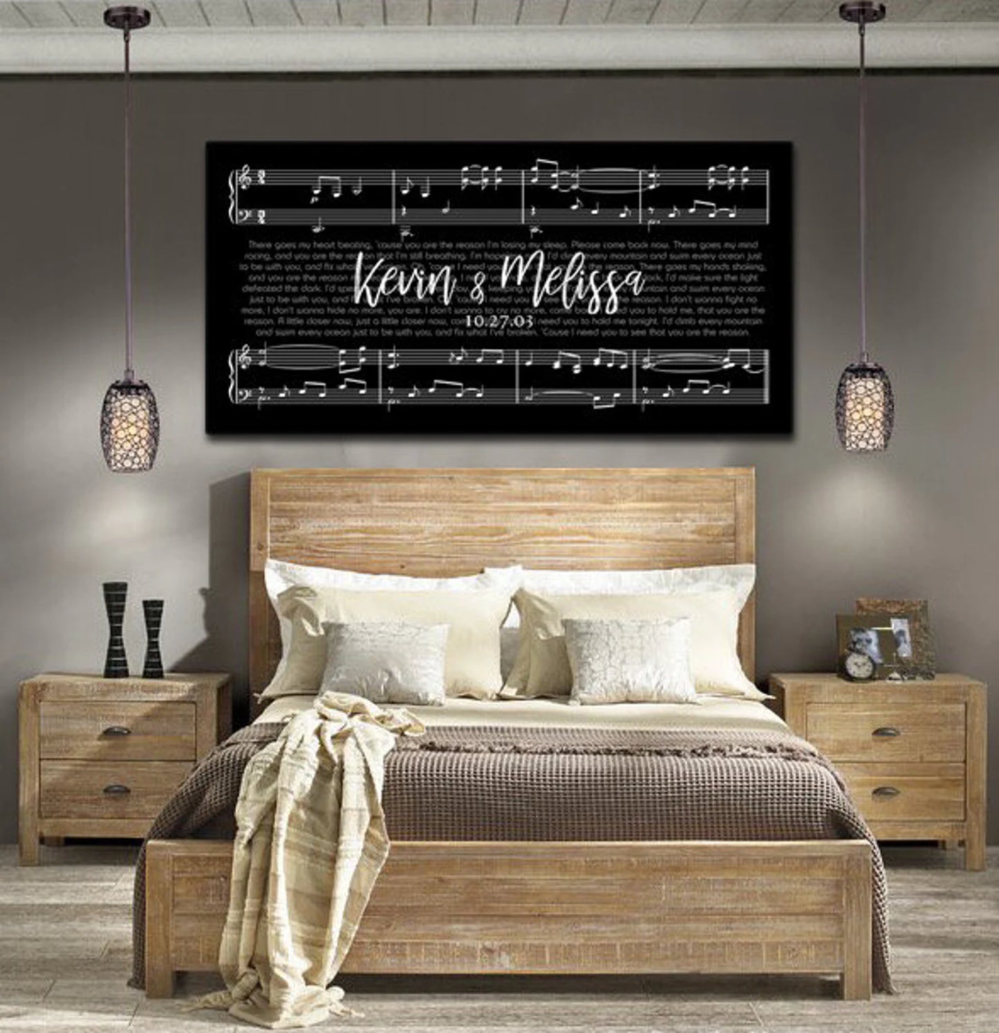 Custom Wedding Names and Date Lyrics Sheet Music Black Luxe, Valentine’s Day Gift, Canvas Art Print