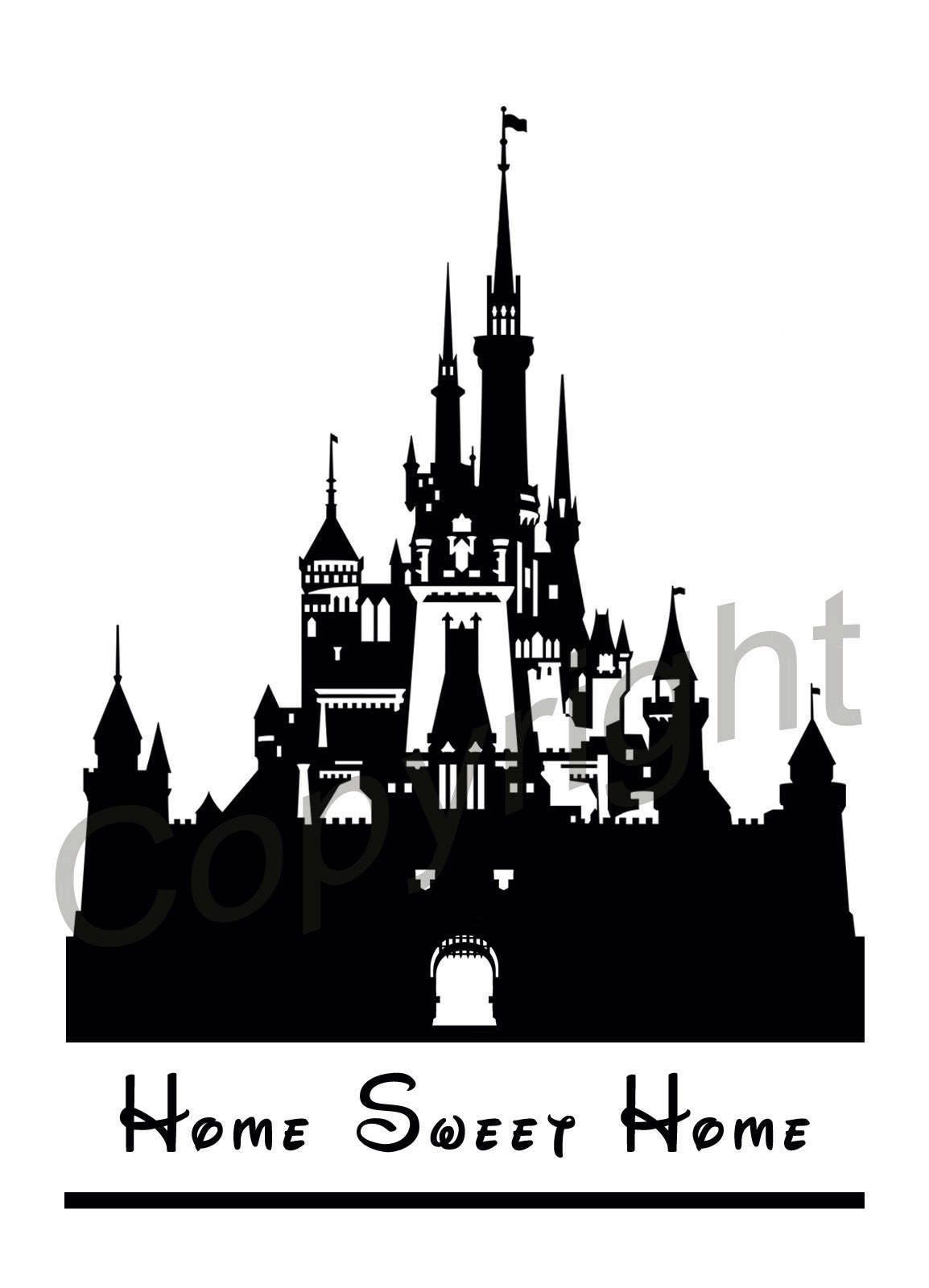 Disney Castle Silhouette Home Sweet Home Art Print