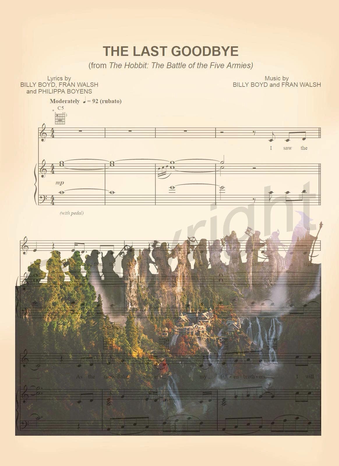 The Hobbit Lord of the Rings Silhouette Sheet Music Art Print