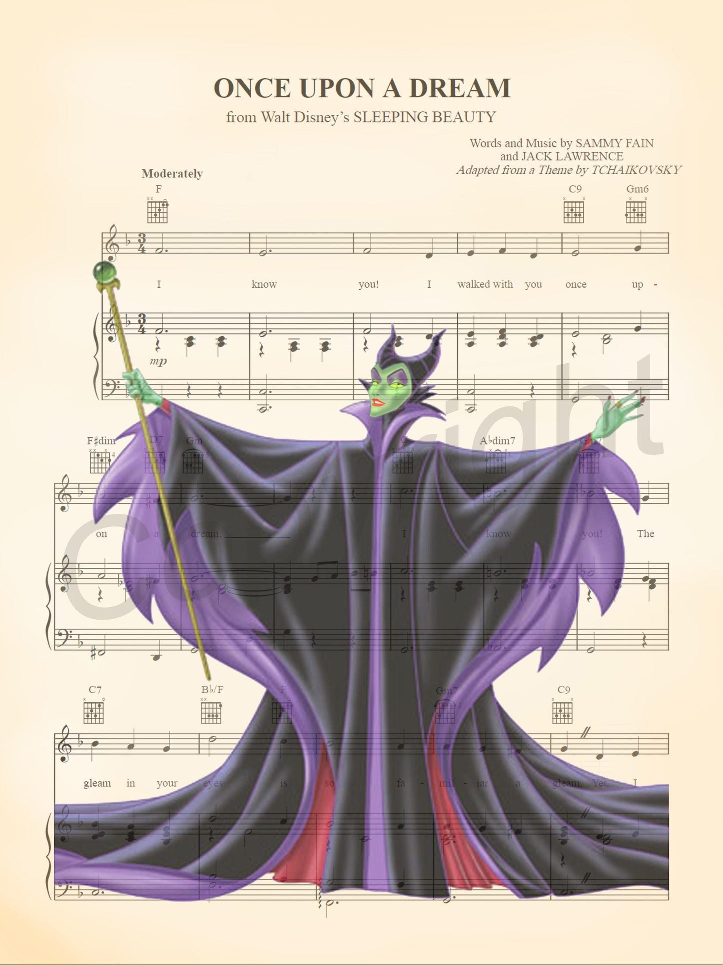 Sleeping Beauty Maleficent Sheet Music Art Print