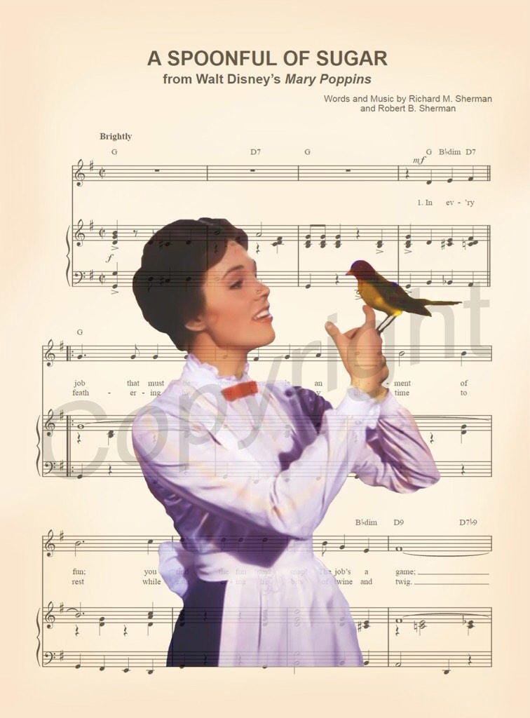 Mary Poppins Spoonful of Sugar Sheet Music Art Print