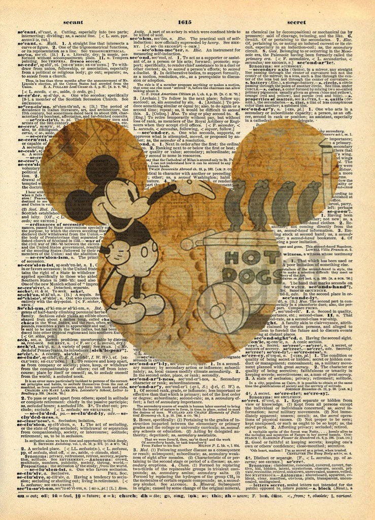 Mickey Mouse Hot Dogs Dictionary Art Print