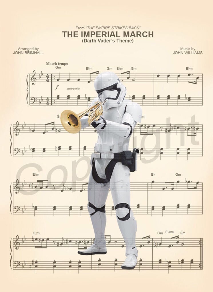 Star Wars Stormtrooper Trumpet Sheet Music Art Print