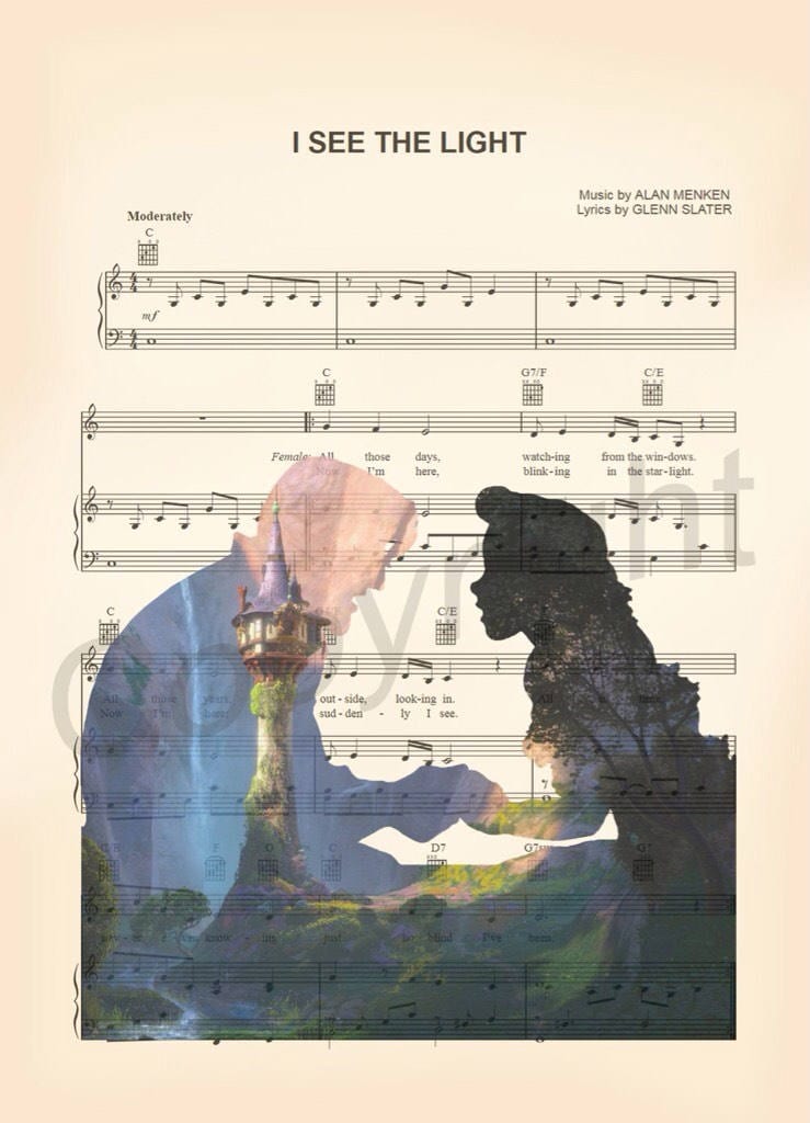 Tangled Sheet Music Wall Art — Disney Gift for Music Lovers