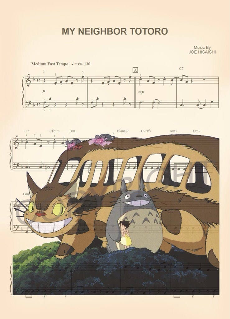 My Neighbor Totoro Catbus Sheet Music Art Print