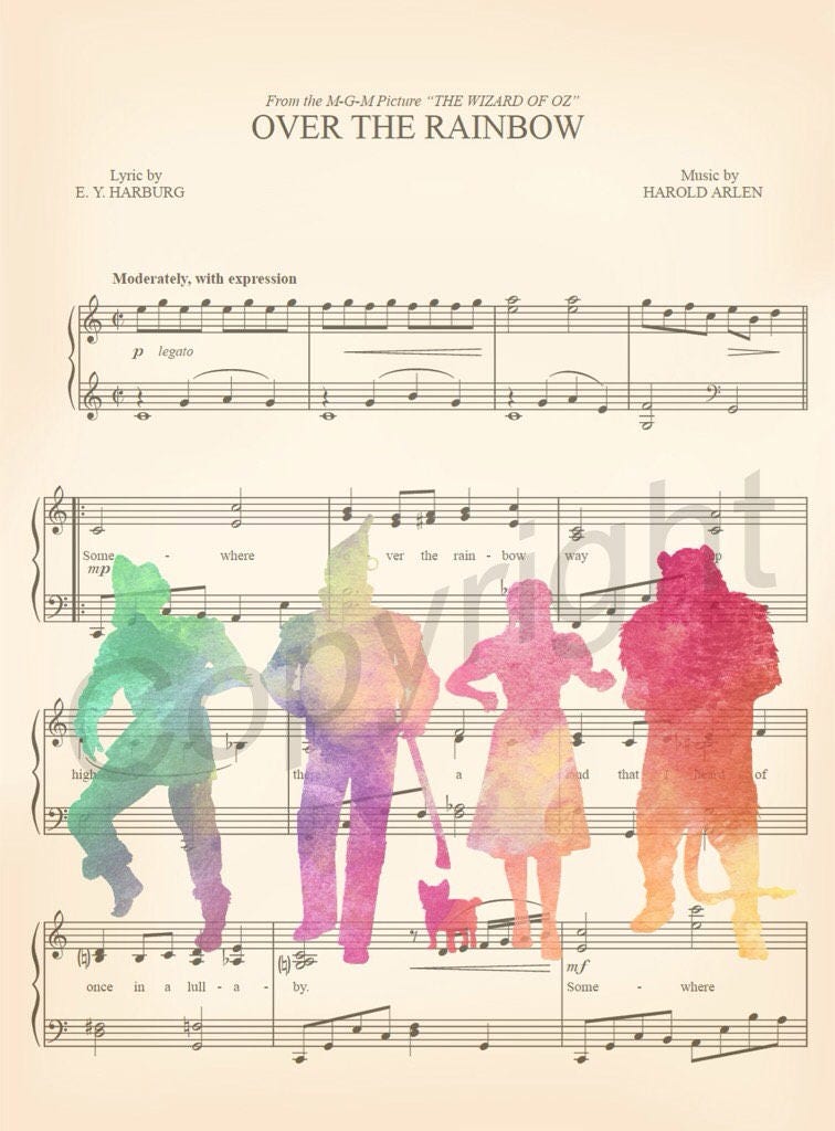 Wizard of Oz Watercolor Sheet Music Art Print