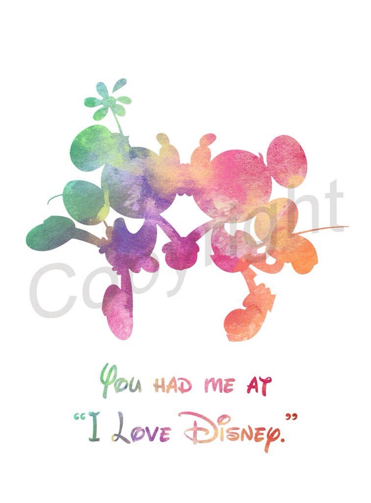 Mickey and Minnie Watercolor Art Print