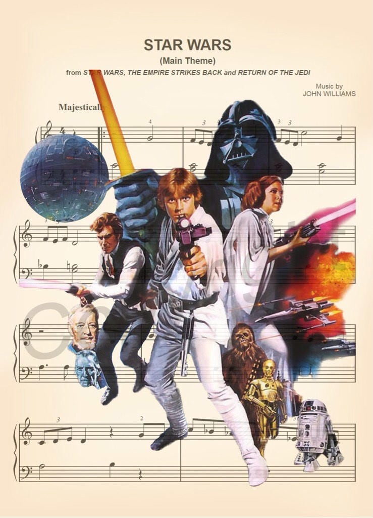 Star Wars Theme Sheet Music Art Print