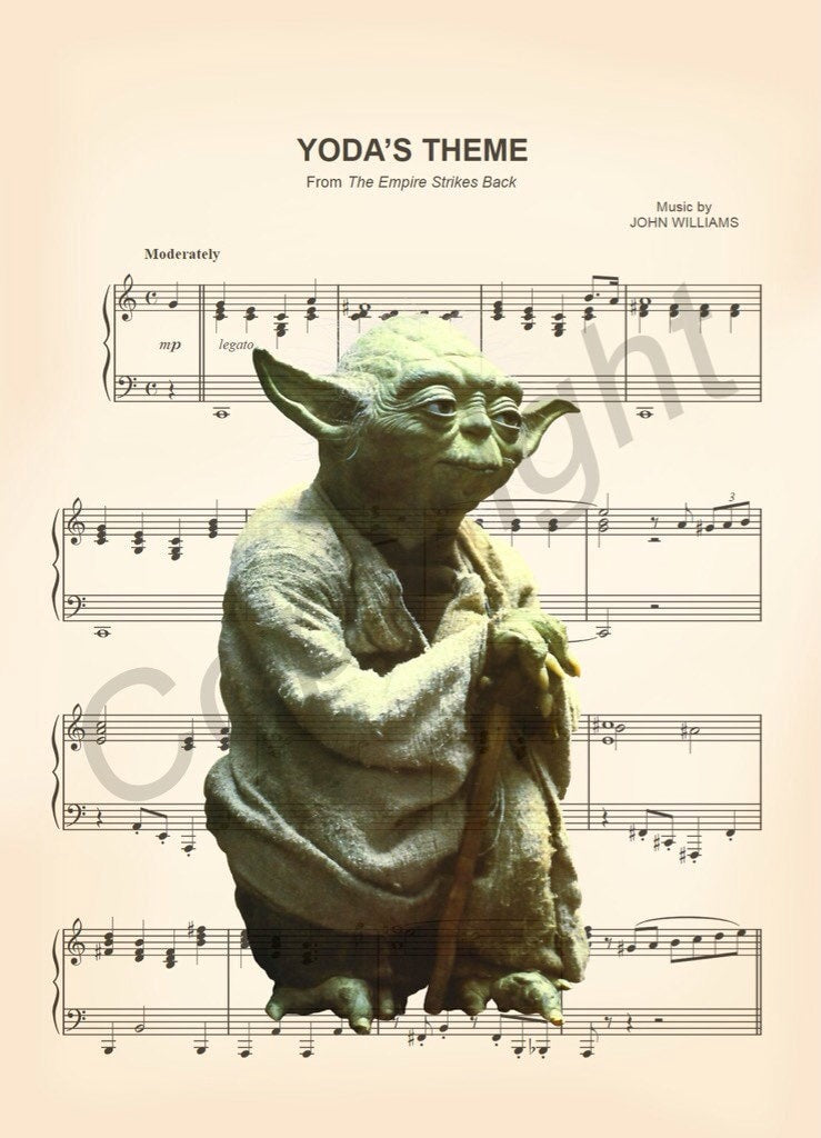 Star Wars Yoda The Empire Strikes Back Yoda's Theme Sheet Music Art Print