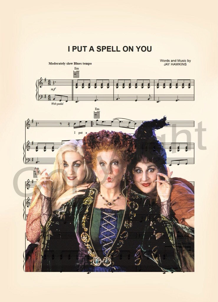 Hocus Pocus Halloween Sanderson Sisters I Put A Spell On You Sheet Music Art Print