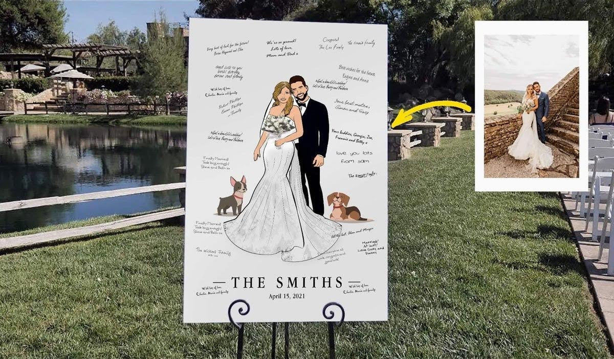 Wedding Couple Anniversary Illustration Sign Board Art Print