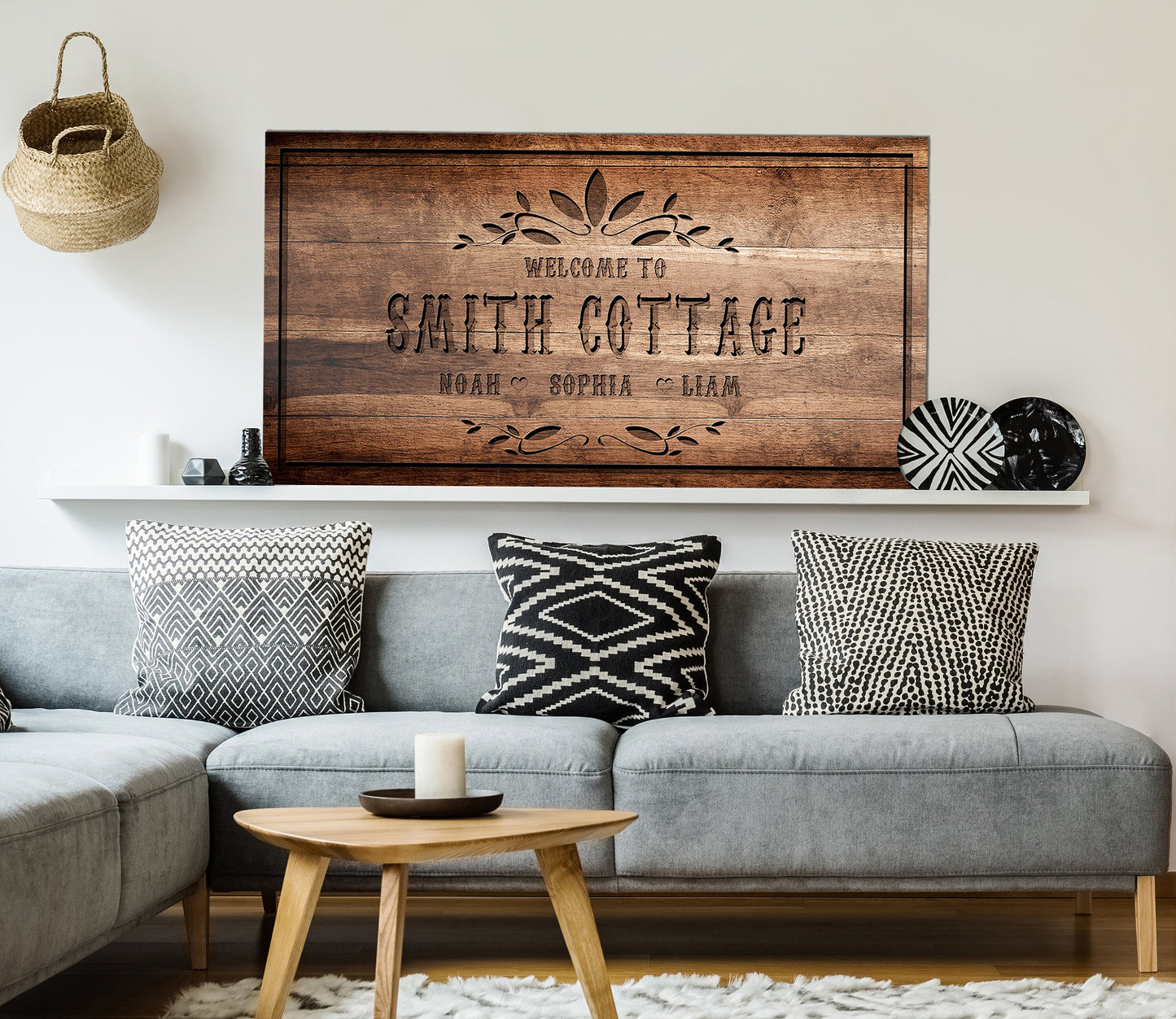 Rustic Family Names Canvas Wall Art