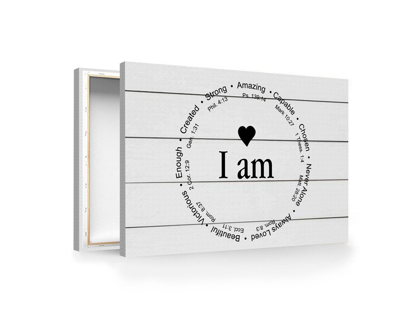 I Am Christian Encouragement Canvas, Bible Affirmation Wall Art, Faith Home Decor Print