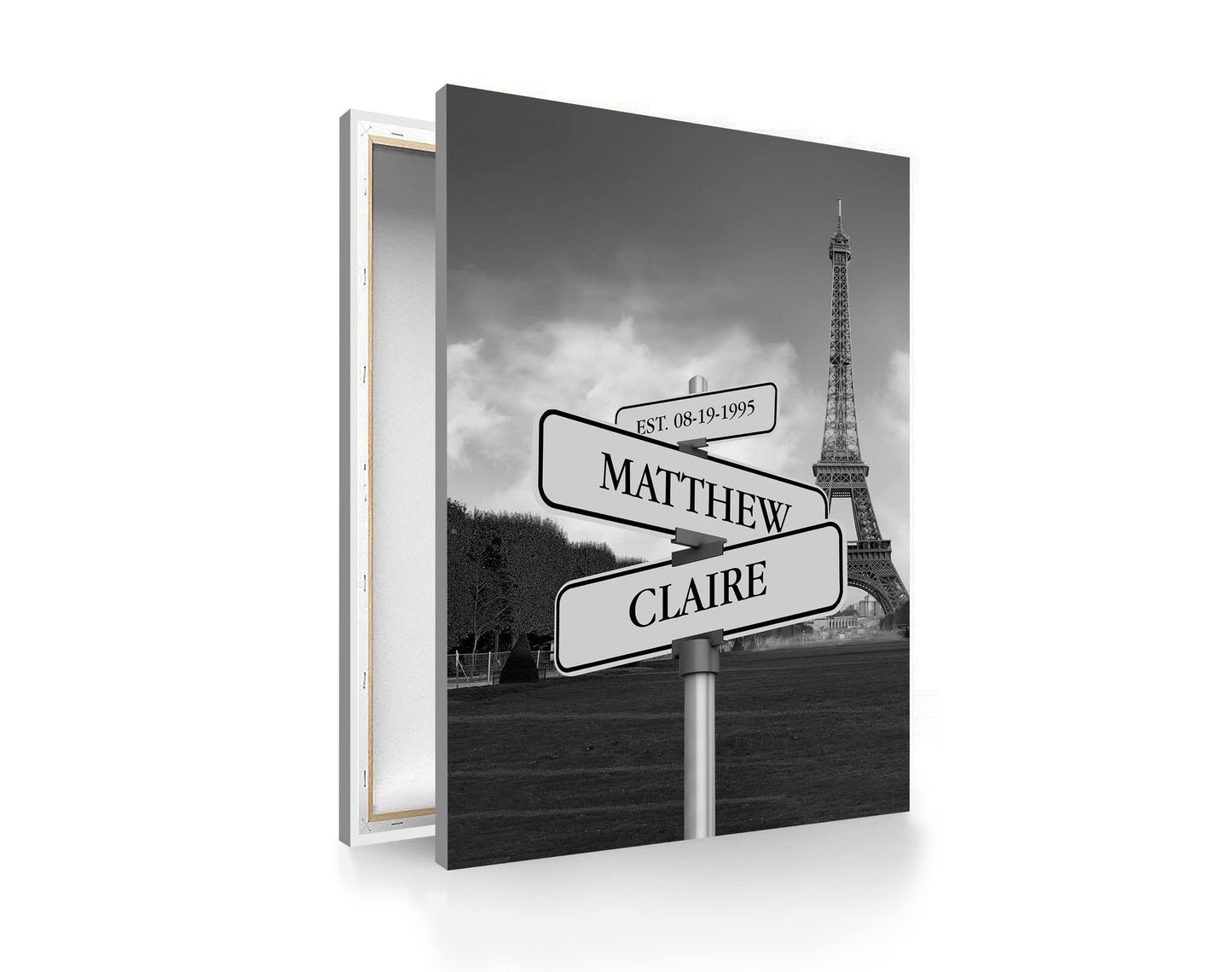 Custom Street Sign Couple Canvas, Personalized Names And Date Wall Art, Modern Anniversary Couples Decor