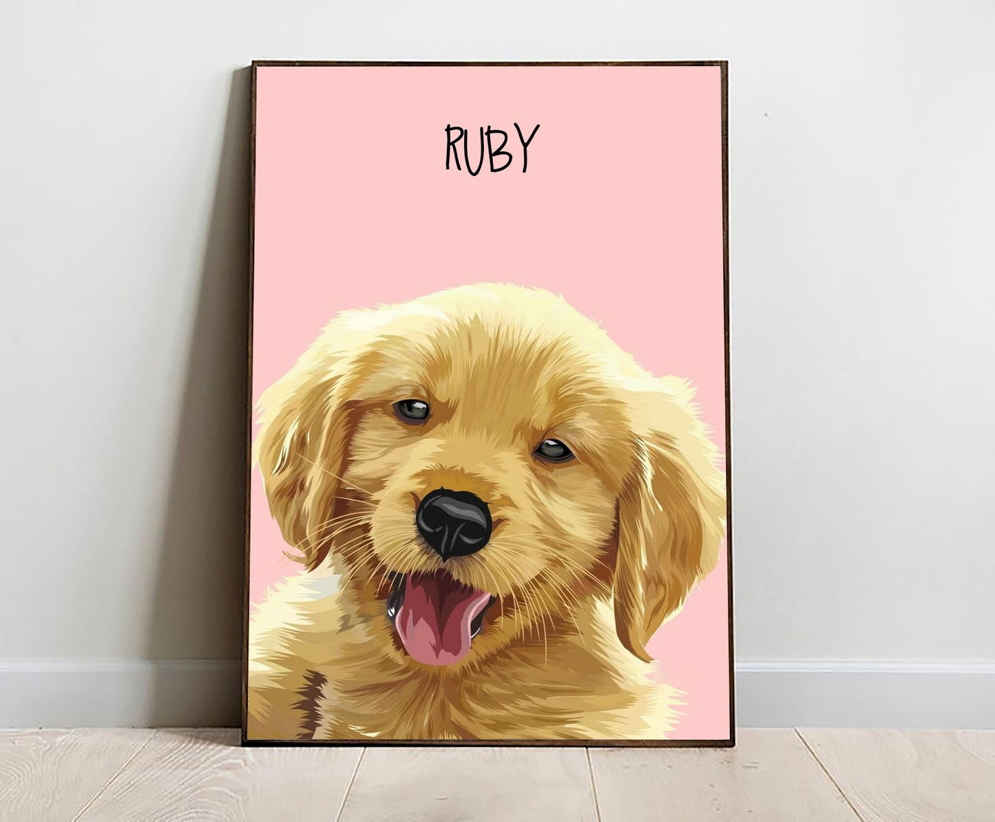 Custom Dog Portrait Canvas, Personalized Pet Animal Painting Wall Art From Photo Print