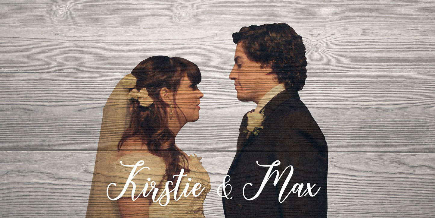 Couple on Wood, 5 Year Anniversary Gift, Wood Canvas Art Print