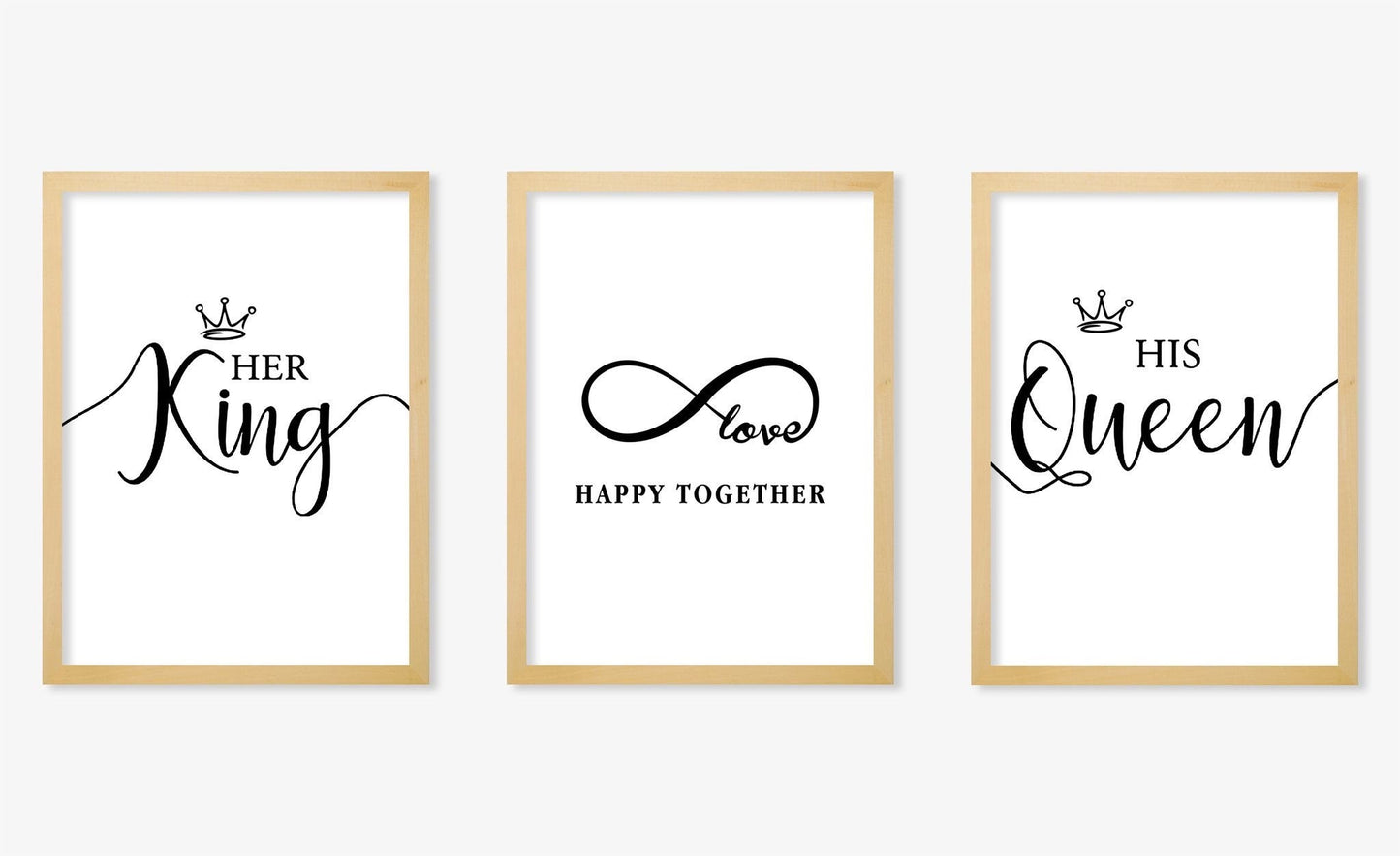 Her King His Queen Art, Happy Together, Infinity Sign Art, King Queen Prints or Canvas