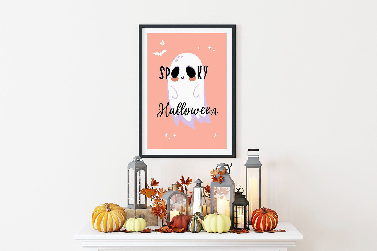 Halloween Spooky Ghost Boho Illustration Wall Decor