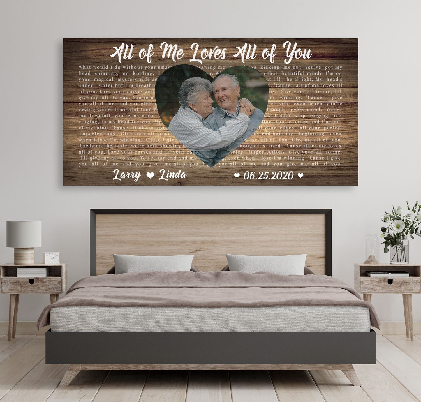 5th Anniversary, 50th Anniversary Song on Canvas, Heart Wedding Picture, Custom Canvas Wall Decor