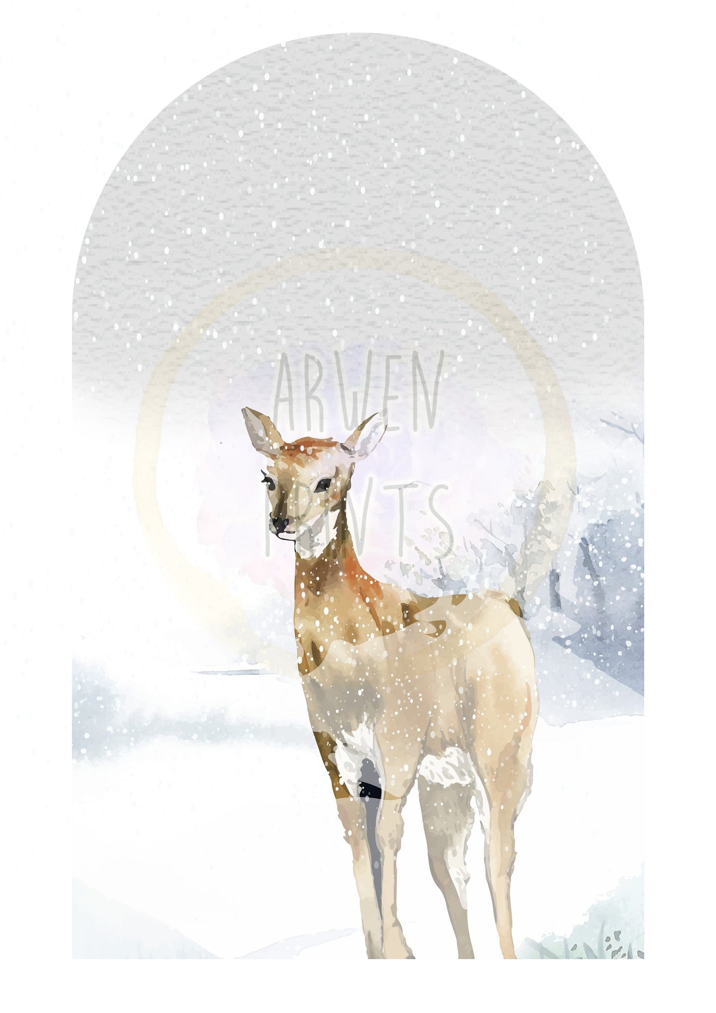 Deer Elk Winter Snow Wall Decor 3 Print Set