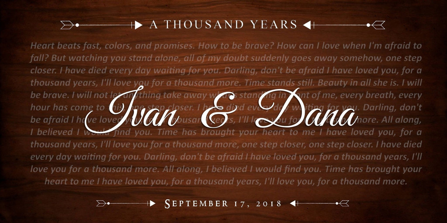 Custom Song Lyrics Wood Canvas, Personalized Couple Names And Date Wall Art, Wedding Anniversary Decor