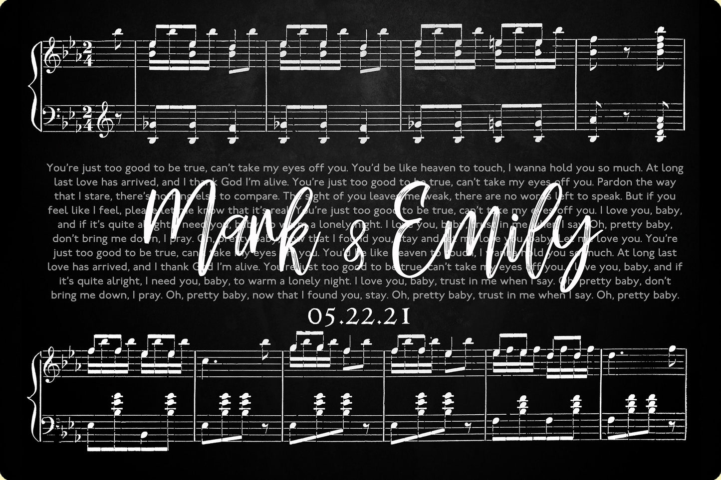 Personalized Metal Anniversary Art - Custom Sheet Music Print with Couple’s First Dance Song - Unique Wedding Gift - Custom Metal Sign