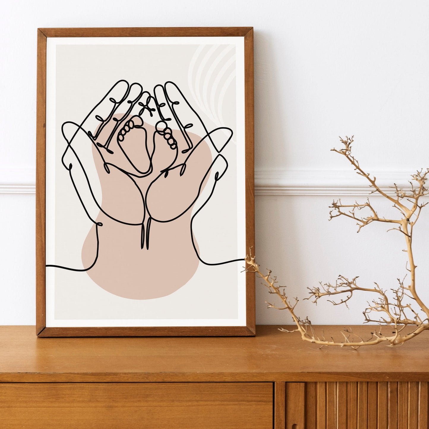 Love Story, Couple Pregnancy, Baby Boho Line Art 3 Print Set