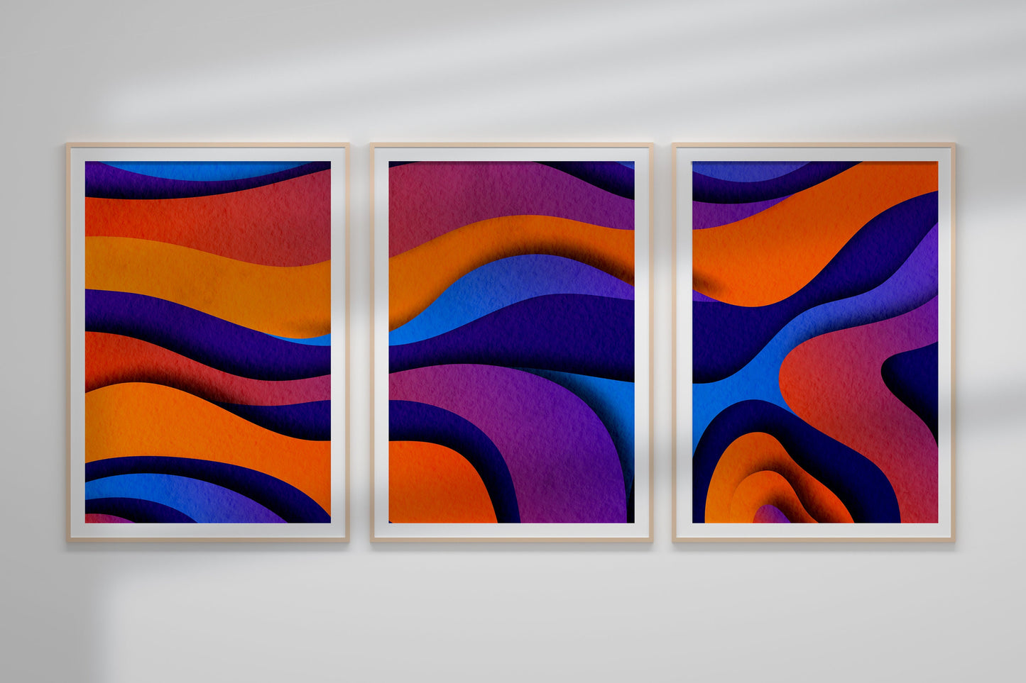 Abstract Waves Wall Decor, Swirls 3 Print Set Wall Art