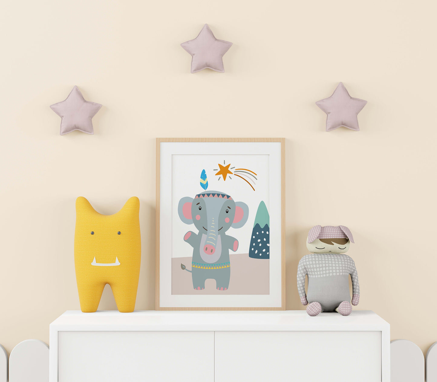 Elephant Nursery Art, Animal Nursery Art, Neutral Nursery Art, Nursery Decor, Boho Art
