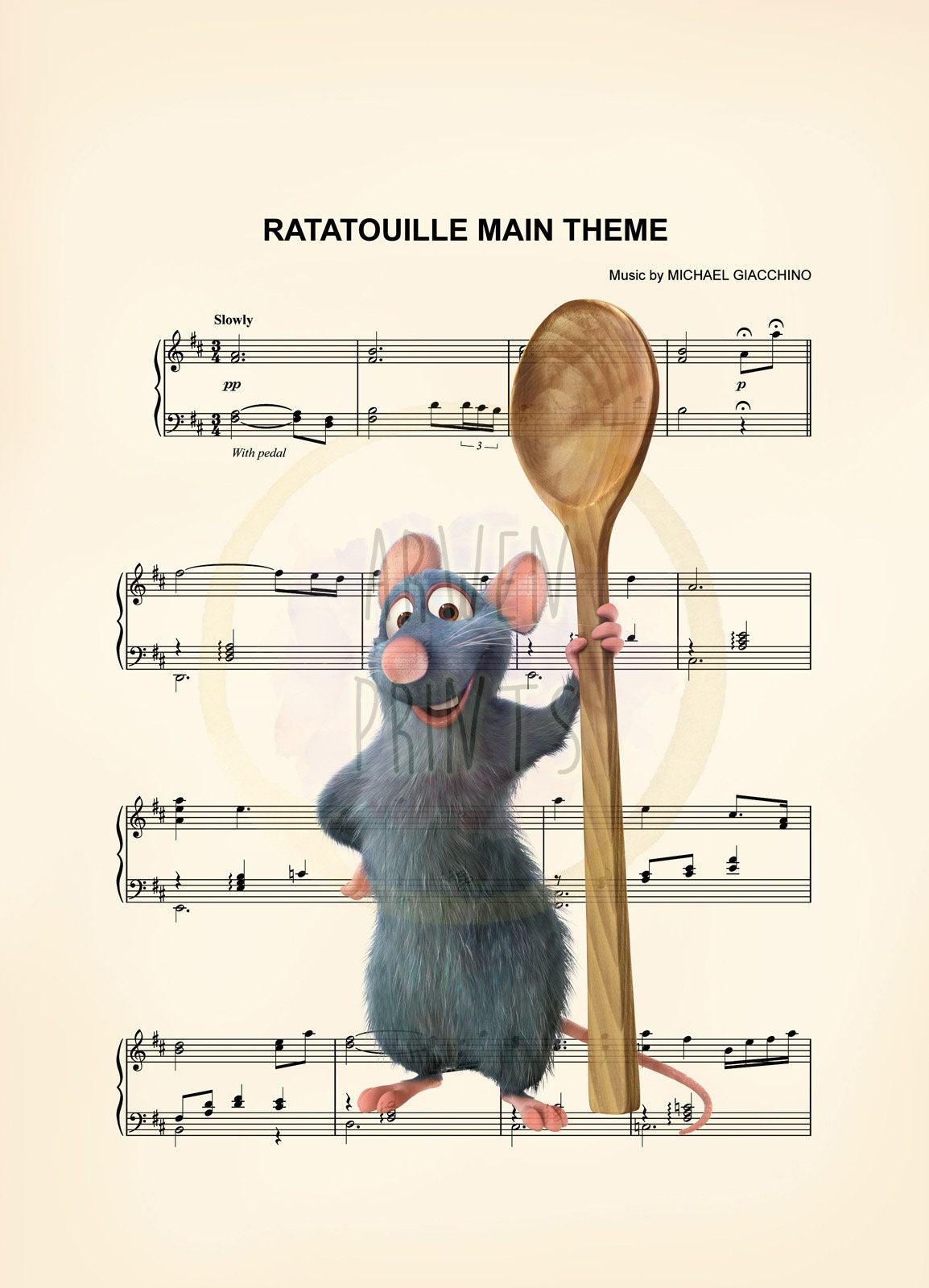 Ratatouille Remy Pixar Disney Sheet Music Art Print
