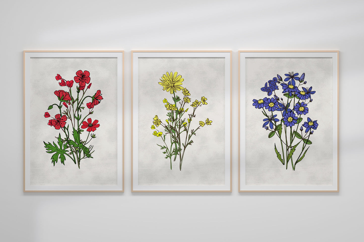 Wild Flowers Nursery Decor Gift Nursery Print Set BoHo Nursery Wall Art Meadow Flowers Botanical Plant Floral Nursery Wall Art Wildflowers