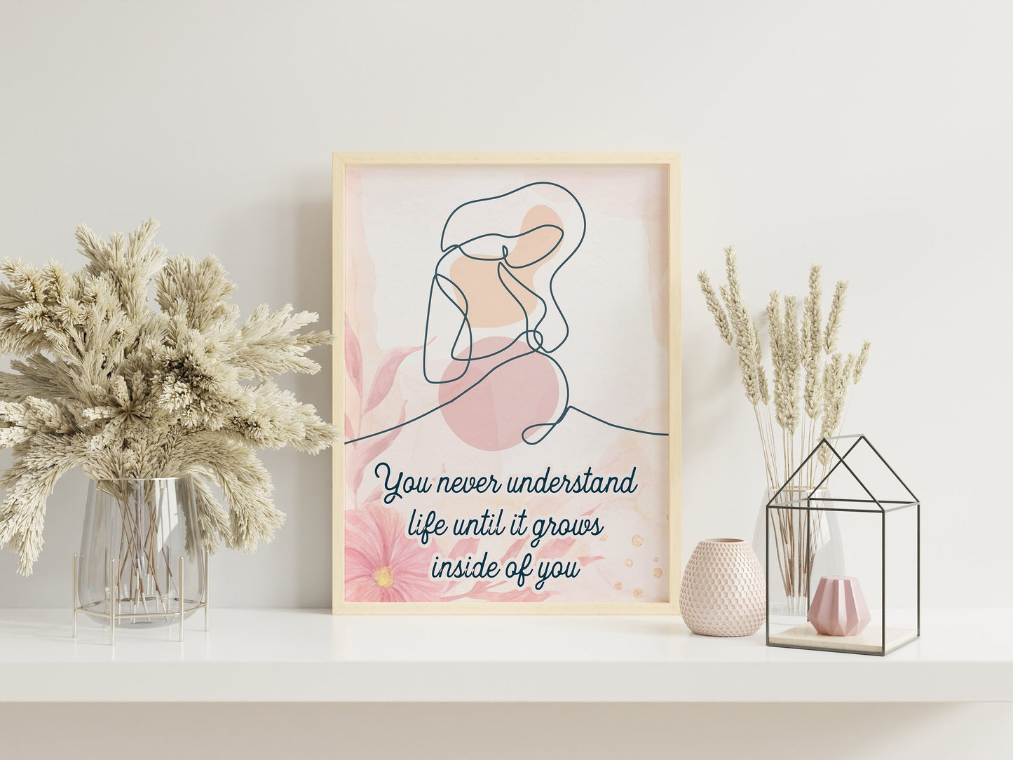 Pregnancy Line Art Print, Abstract Line Art Prints, Female Line Art, Pregnancy Art, Pregnancy Gift, Contemporary Art