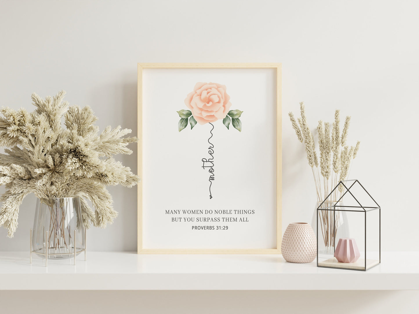 Proverbs Mom Print, Bible Verse Art, Mom Rose Print, Mother Appreciation Print, Mother’s Day, Boho Art Print