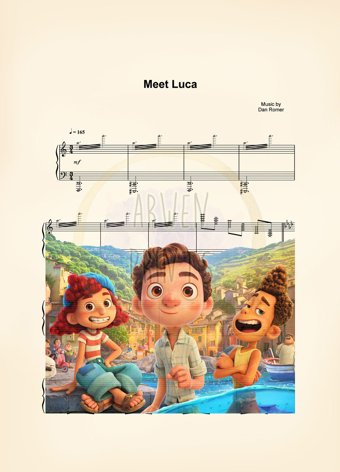 Disney Pixar’s Luca Sheet Music Art Print