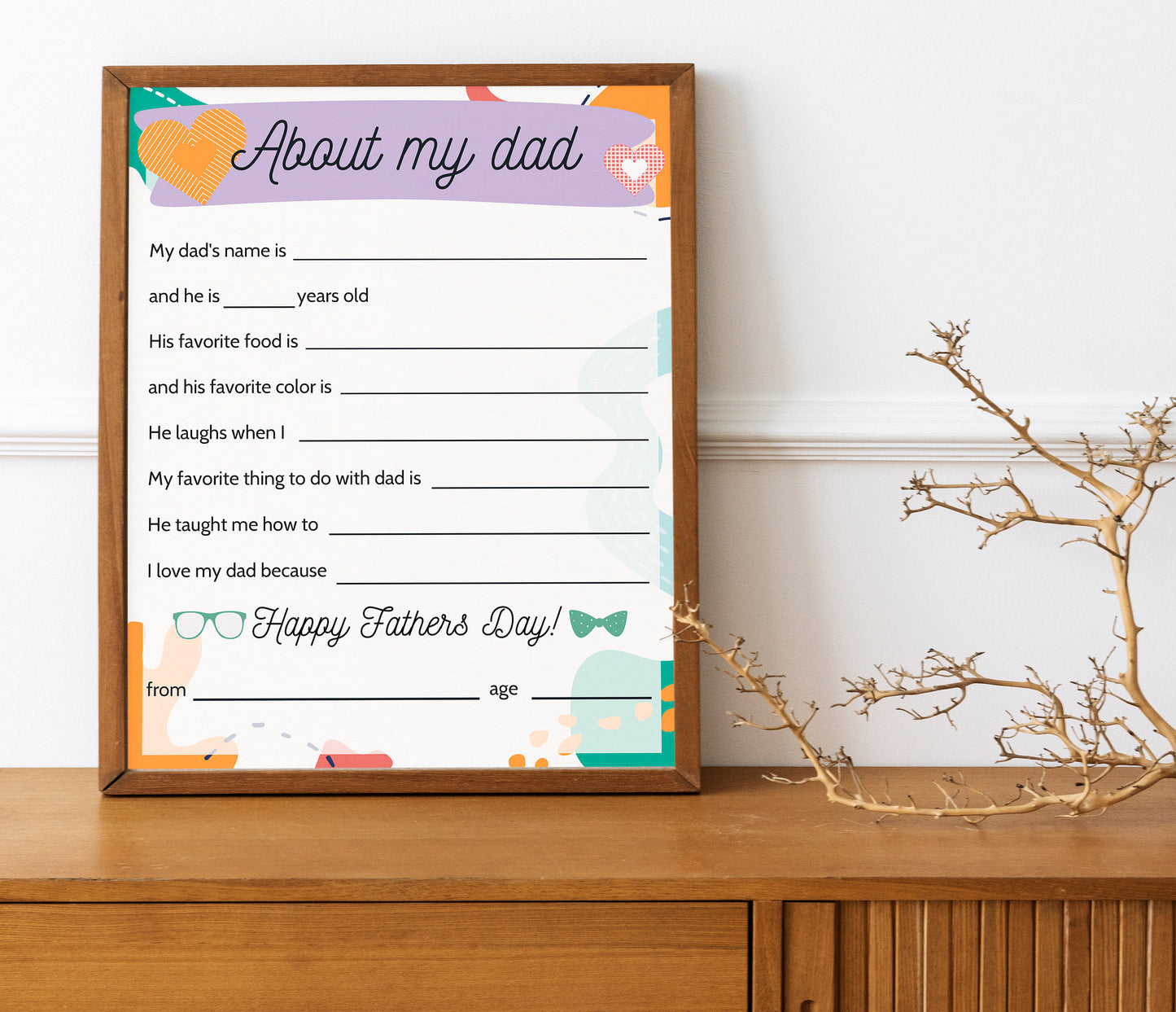 Father’s Day Gift, All About My Dad, Gift For Dad, Gift From Child, Fathers Day, Art Print