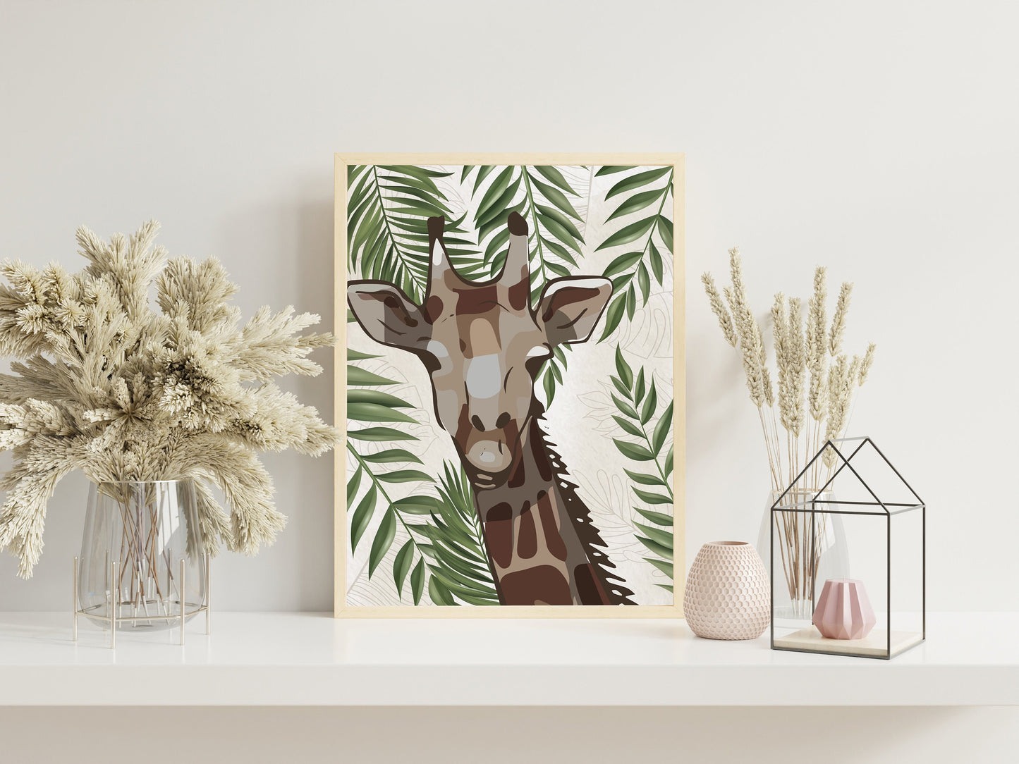 Giraffe Nursery Art, Giraffe in Jungle, Animal Nursery Art, Neutral Nursery Art, Nursery Decor, Boho Art
