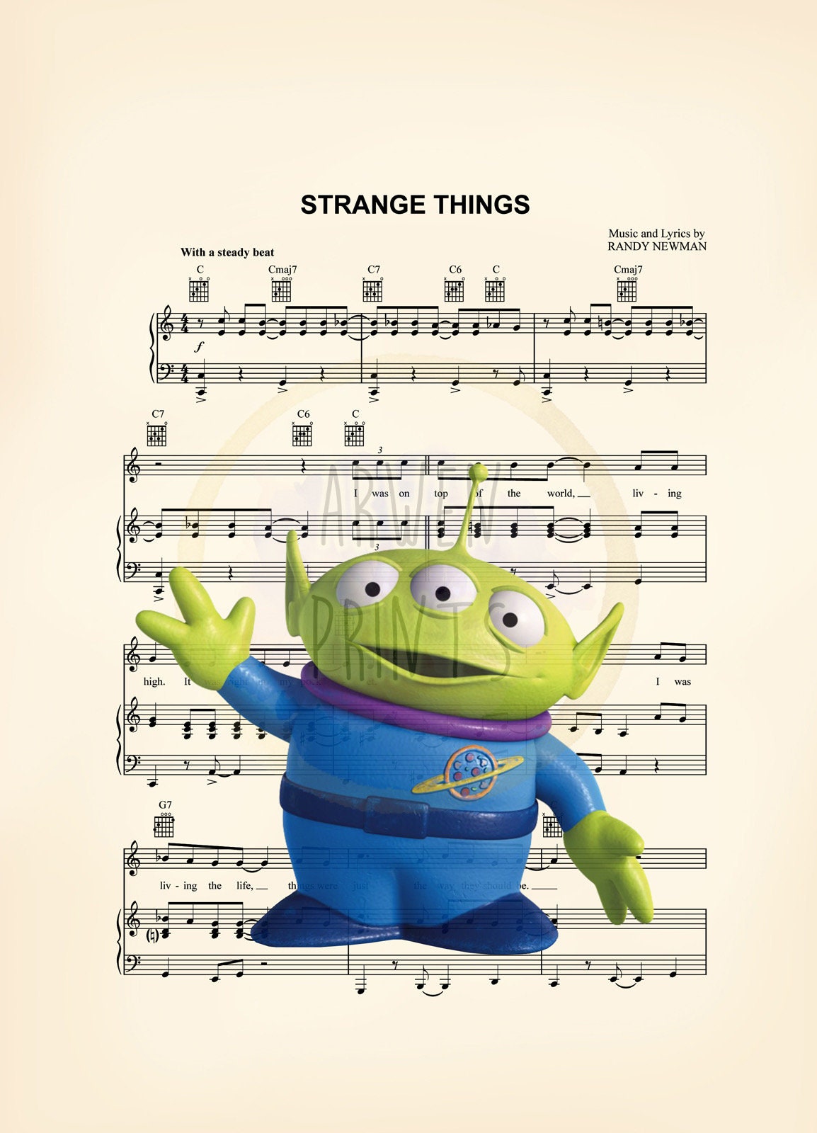 Toy Story Alien Sheet Music Art Print
