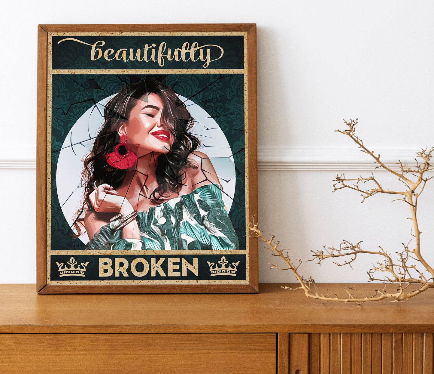 Beautifully Broken Art Print, Woman Empowerment, Feminism, Woman Encouragement, Beautiful Woman Art, Pretty Girl with Butterflies