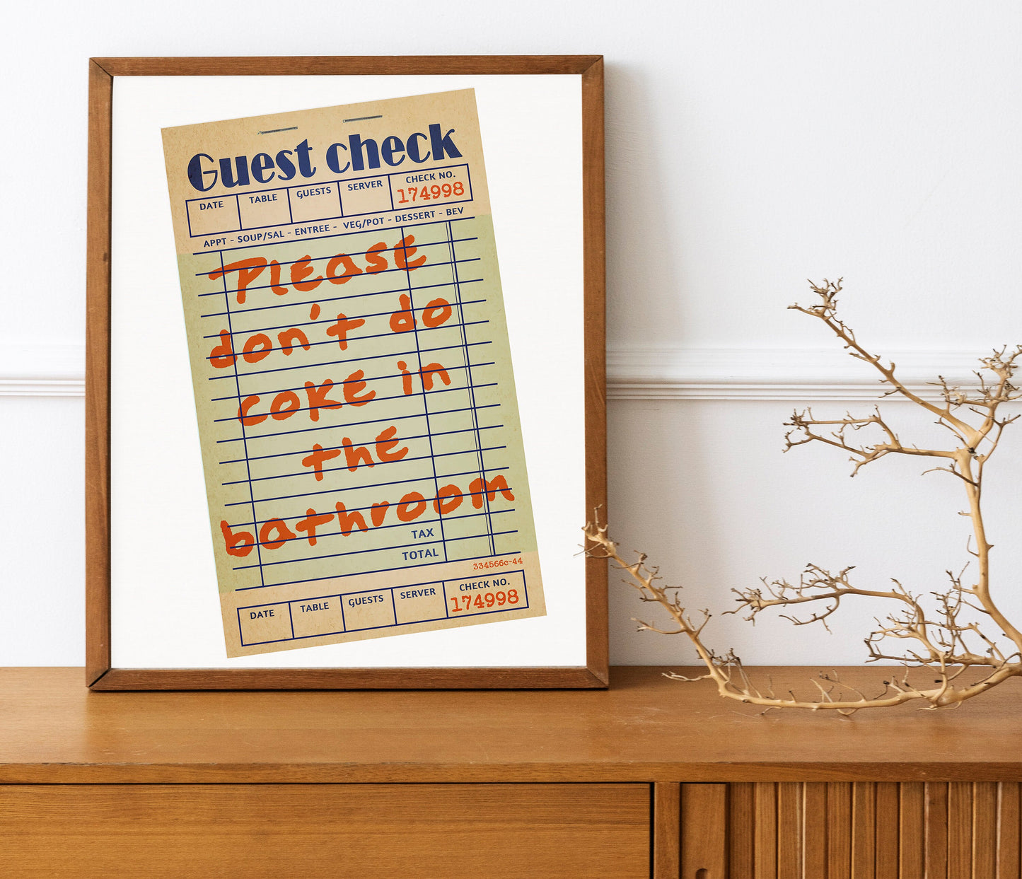 Please Don’t Do Coke in the Bathroom, Funny Wall Decor, Funny Wall Art, Receipt Art Funny, Bathroom Decor, Bathroom Wall Art, Humor Wall Art