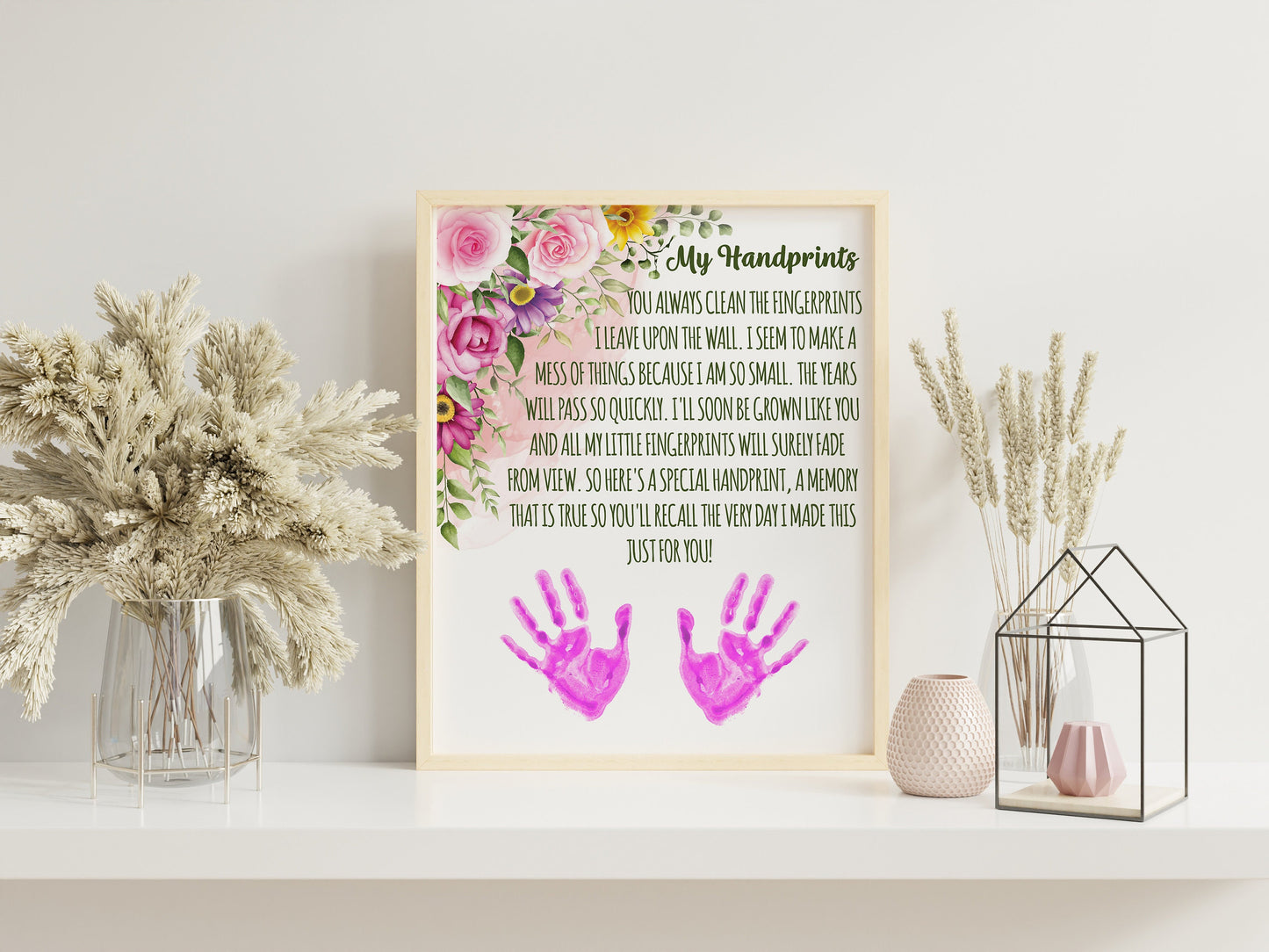 Child Gift to Mom Print, Child Handprint, Mother Appreciation Print, Mother’s Day, Boho Art Print